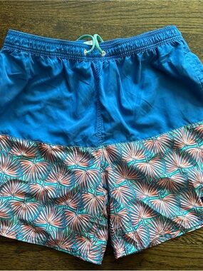 Vineyard Vines Bright Blue Swim Trunks with Mint Drawstring